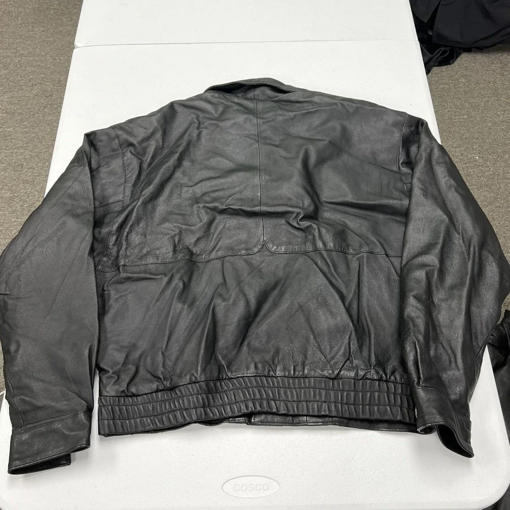 Urban Renewal Leather Jacket Mens M Black Quilted Lined Full Zip Bomber Moto